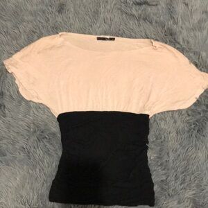 Love J Black and Cream Short Sleeve Top
